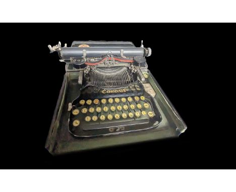 A Corona Typewriter with original case and paperwork. With a warranty card dated 1924.