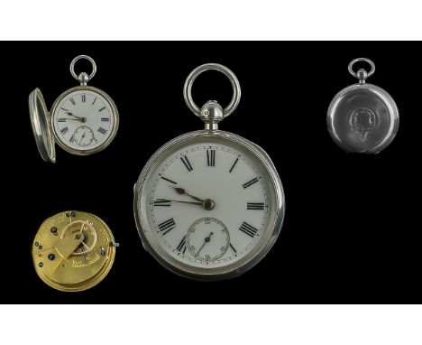 Edwardian Period 1902 - 1910 Excellent Sterling Silver Open Faced Keywind Pocket watch.  English Lever movement, hallmark Che