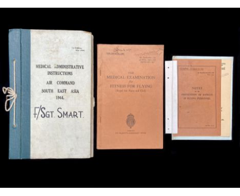 Various wartime publications, including a first edition of "Medical Administrative Instructions" from "Air Command South East