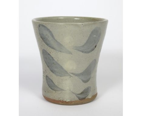 ‡ Bernard Leach (1887-1979) a Leach Pottery stoneware beaker vase, flaring cylindrical form, covered to the foot with a celad