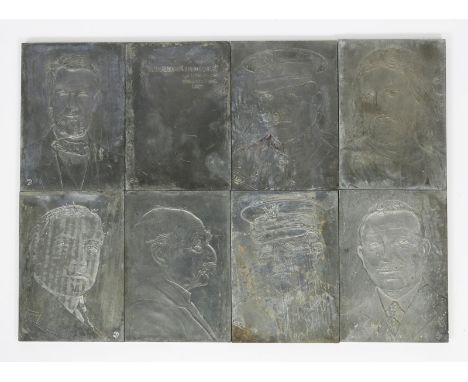 A collection of eighteen original lead moulds for the portrait tiles, including Abraham Lincoln, Thomas Hardy, Jesus Christ, 