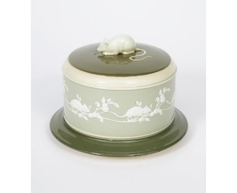 A James Macintyre &amp; Co Washington Faience stilton dish and cover,  the domed cover set with modelled mouse finial, and de