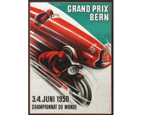 Ernst  Ruprecht (1891-1935) Grand Prix Bern 3/4 Juni 1950 Championnat du Monde a lithographic poster printed by Polygraphisch