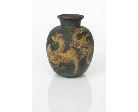 A fine Martin Brothers stoneware Dragon vase by Edwin &amp; Walter Martin, dated 1892, shouldered ovoid form, incised with fo