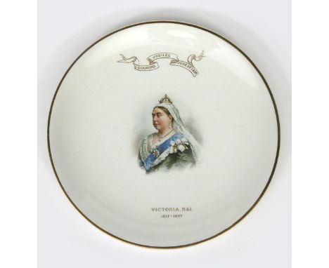 'Johnson Bros Hanley Ltd' an advertising plate, printed in black with factory vignettes, the interior with a printed portrait