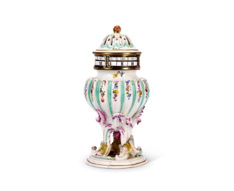 A MEISSEN PORCELAIN URN AND COVER LATER ADAPTED AS A TIMEPIECE THE PORCELAIN CIRCA 1800 AND ADAPTED LATE 19TH CENTURY The pie