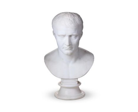 AFTER ANTOINE-DENIS CHAUDET (1763 -1810)- A MARBLE PORTRAIT BUST OF NAPOLEON BONAPARTE   19TH CENTURY  67cm high   Provenance