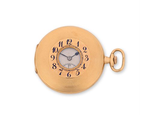 UNSIGNED AN 18 CARAT GOLD KEYLESS WIND HALF HUNTER POCKET WATCH, NO. 19139, CIRCA 1912Movement: Lever escapement, bimetallic 