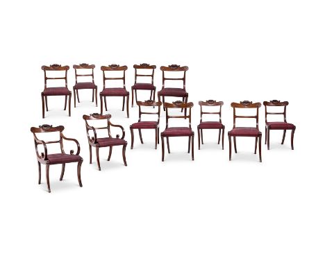 A SET OF TWELVE REGENCY MAHOGANY DINING CHAIRS   ATTRIBUTED TO GILLOWS, CIRCA 1815 To include a pair of armchairs, each with 