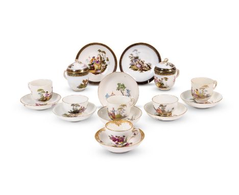 A SELECTION OF MEISSEN TEA, CHOCOLATE AND COFFEE WARES  VARIOUS DATES 18TH CENTURY  Including: a pair of chocolate cups, cove