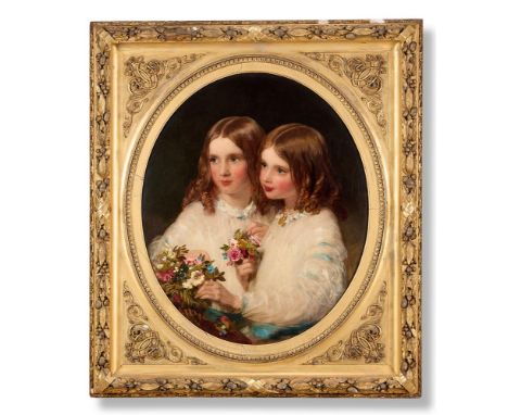 JAMES SANT (BRTISH 1820-1916) ECO AND EDITH MAY OSWALD, DAUTHGTERS OF ALEXANDER OSWALD OF AUCHINCRUIVE, AYRSHIRE  Oil on canv