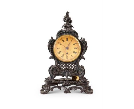 AN ENGLISH PATINATED BRONZE MANTEL TIMEPIECE IN THE LOUIS XV TASTE SECOND QUARTER 19TH CENTURY, W. PAYNE, 163 NEW BOND STREET