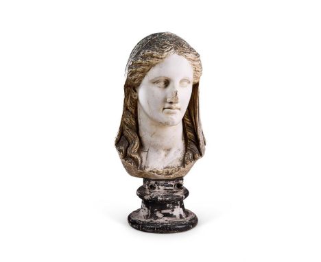 AFTER THE ANTIQUE- A PLASTER BUST OF A GODDESS  LATE 19TH/EARLY 20TH CENTURY  Possibly Demeter or Hera  55cm high   Together 