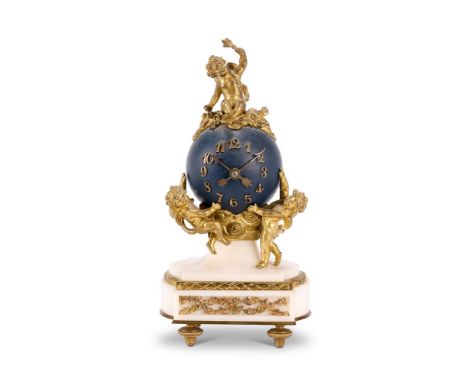 A FRENCH WHITE MARBLE AND GILT METAL TIMEPIECE  LATE 19TH CENTURY The movement with balance wheel escapement serial numbered 