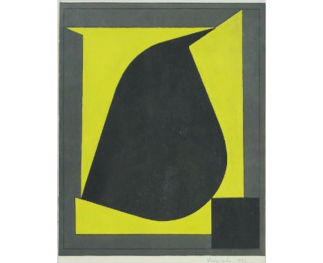 Victor Vasarely,
pochoir/stencil print circa 1950s, abstract, bears pencil inscription, i 12" x 9.5", framed.