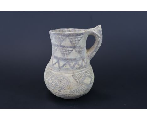 A Geometric Pottery Handled Jar, Circa 6th Century B.C. H:16cm In good condition Collection of Gabriele und Wolfgang Leiner, 