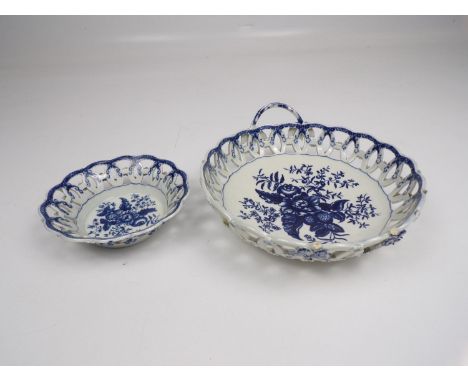 2x First Period Worcester Basket Dishes - One Handle Missing 