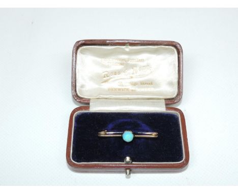 Unmarked Yellow Metal Brooch Set with Opal 