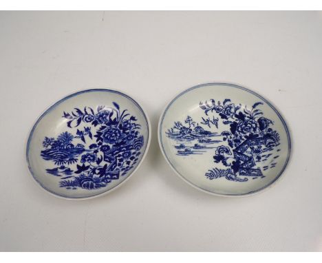 2x Blue and White First Period Worcester Bowls 