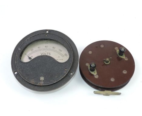 Vintage Volt Meter and Fishing Reel 