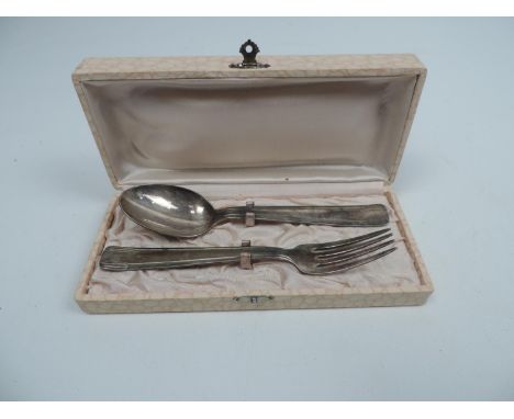 Cased Continental Silver Christening Set - Fork and Spoon - 114 grams 