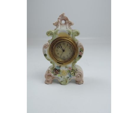 Victorian Porcelain Mantel Clock  - 7” Tall 