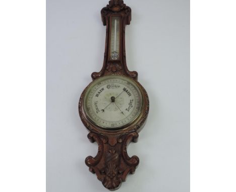 Victorian Oak Barometer 