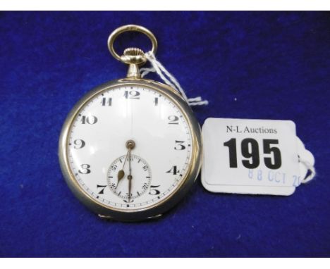 AN 18CT GOLD KEYLESS WIND OPEN FACED  POCKET WATCH, ENAMEL FACE WITH SUBSIDIARY DIAL