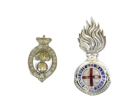 a Victorian Officer's Silvered Metal and Enamel Fur Cap Badge to the 3rd Durham Fusiliers, as a flaming grenade applied 3 ove