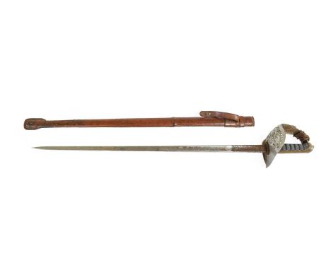 An Edward VII 1897 Pattern Infantry Officer's Sword, the 76cm fullered steel blade etched with the Royal cypher and coat of a
