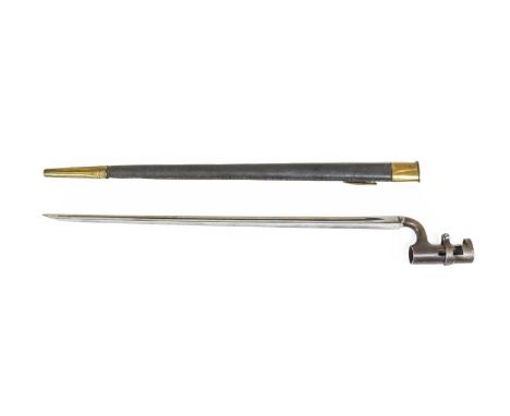 A British 1853 Pattern Socket Bayonet, the 44cm triangular section fullered steel blade marked ?WA and with inspector's marks