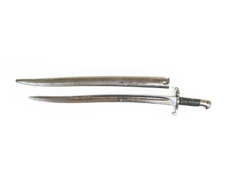 A British 1856/58 Pattern Yataghan Sword Bayonet, the 58cm single edge fullered steel blade stamped with various inspector's 