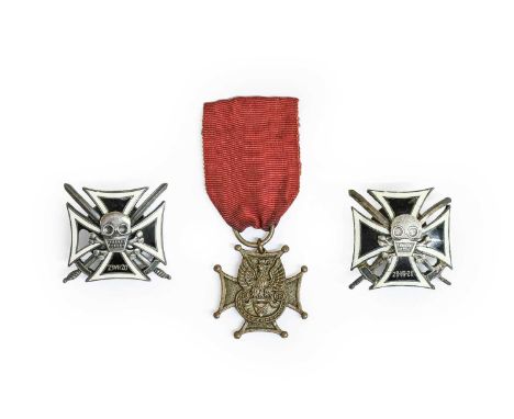 The War with Bolshevik Russia 1920-1921:- a Volunteer Army Cross, the reverse stamped A.O. 1920; two "Hussars of Death" Comme