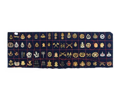 A Collection of Sixty Four Mainly First and Second World War British Army Cap and Trade Badges, in white metal, brass, bimeta