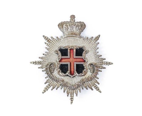 A Victorian Officer's Silvered Metal Helmet Plate to the North Durham Militia, of three part construction, with QV crown over