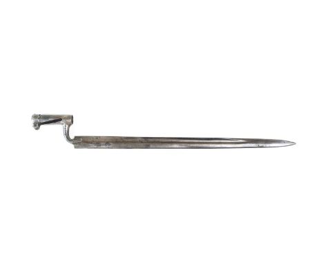 An Austrian M1854 Lorenz Jaeger Carbine Socket Sword Bayonet, with 59cm broad flat single edge fullered steel blade with indi