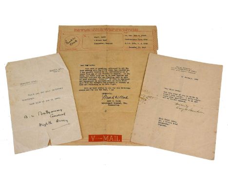 General B.L. Montgomery, Eighth Army, Italy - a signed typed letter of thanks, dated December 1943; General Dwight D. Eisenho