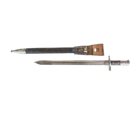 A Swiss M1914 Schmidt-Rubin Pioneer Engineer Sawback Bayonet, the 48cm steel blade stamped at the ricasso WAFFENFABRIK NEUHAU