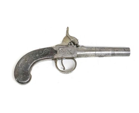 A 19th Century "Queen Anne" Percussion Pocket Pistol by Ketland & Co., with 9cm ringed turn-off barrel, London proof marks, s