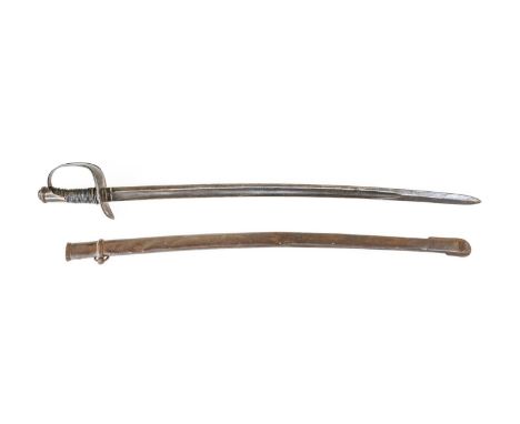 An Italian 1860 Pattern Heavy Cavalry Sword, the 89cm German single edge fullered steel blade stamped S &amp; K for Schnitzle
