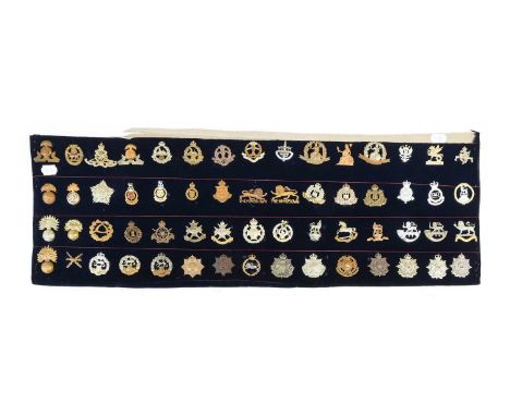 A Collection of Sixty Mainly First and Second World War British Army Cap Badges, in white metal, brass, bimetal and bronze, i