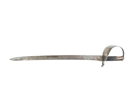 A British Cutlass Bayonet, the 64.5cm single edge steel blade with stepped ricasso, double edged for the last 20c, the steel 