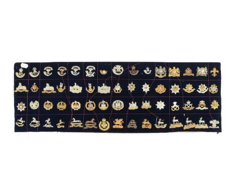 A Collection of Sixty Mainly First and Second World War British Army Cap Badges, in white metal, brass, bimetal and bronze, i