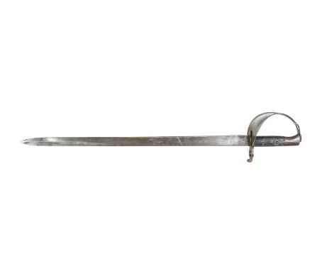 A Rare British Model 1859 Naval Cutlass Bayonet, Second Type, converted to fit a Martini Henry rifle, the 64cm single edge st