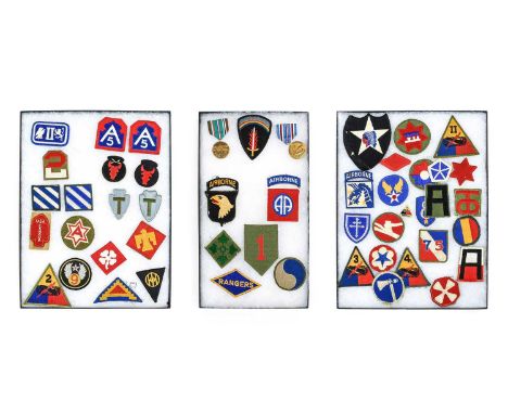 A Collection of Forty Seven Second World War US Sleeve Patches, all machine embroidered, including 1st Army, 2nd Army, 5th Ar