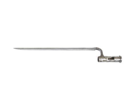 An Early 19th Century Brown Bess Socket Bayonet, the 39cm triangular section fullered steel blade stamped J.HILL, lacks scabb