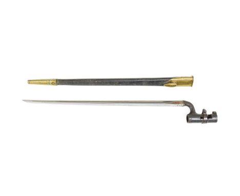A British 1853/72 Pattern Socket Bayonet for the Martini Henry Rifle, the 43.5 cm triangular section fullered steel blade wit
