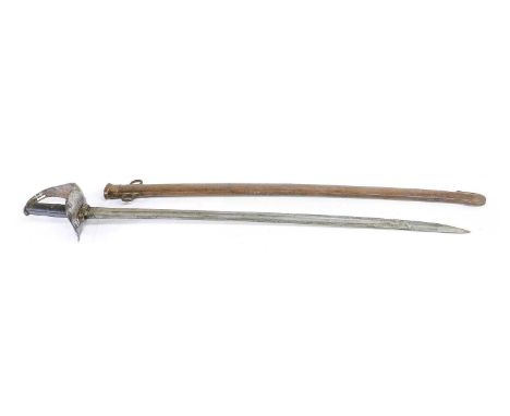 A British 1864 Pattern Cavalry Trooper's Sword to the 3rd Dragoon Guards, the 83cm single edge fullered steel blade with bend