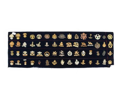 A Collection of Sixty Mainly First and Second World War British Army Cap Badges, in white metal, brass, bimetal and bronze, i