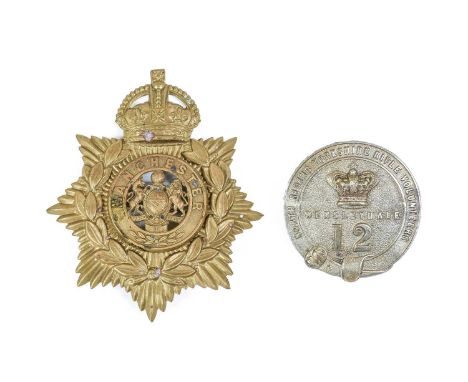 A Victorian White Metal Pouch Badge to the 12th Wensleydale North Riding Yorkshire Rifle Volunteers, of circular form with ga